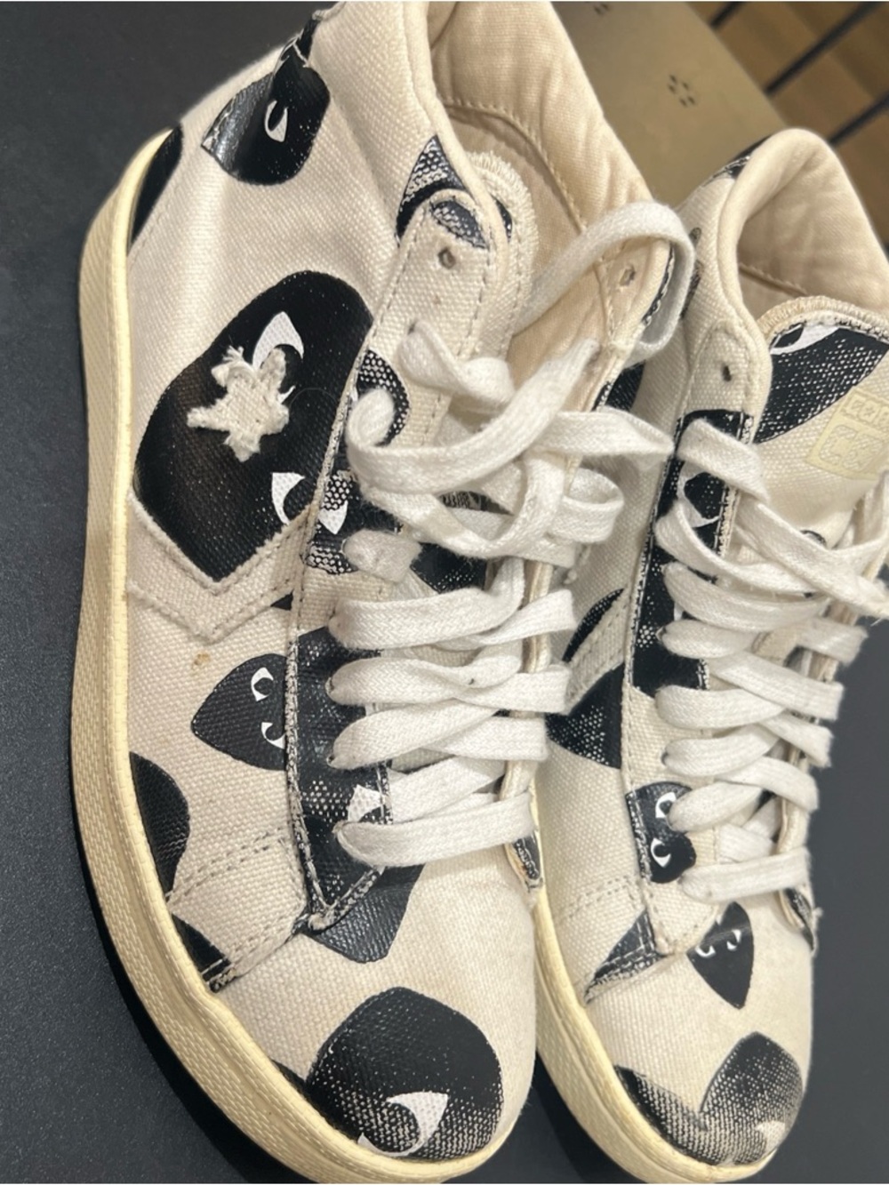 Women Converse Comme de Garçon Black & White Canvas Sneakers